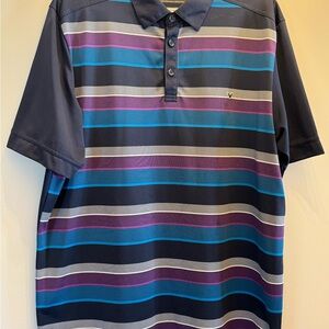 Callaway Blue and Purple Polo Shirt with Striped Design
